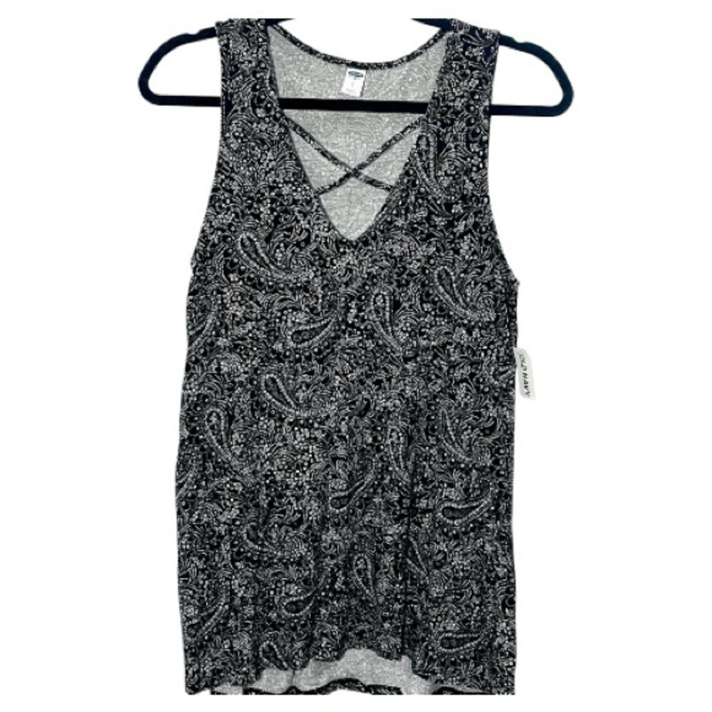 NWT Old Navy Black Paisley Print Flowy Sleeveless Tank Top